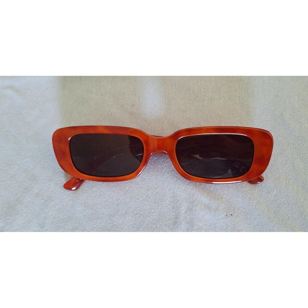 Frye and Co. UN1223 Women’s Rectangle Sunglasses Orange Frame Brown Tinted UV400